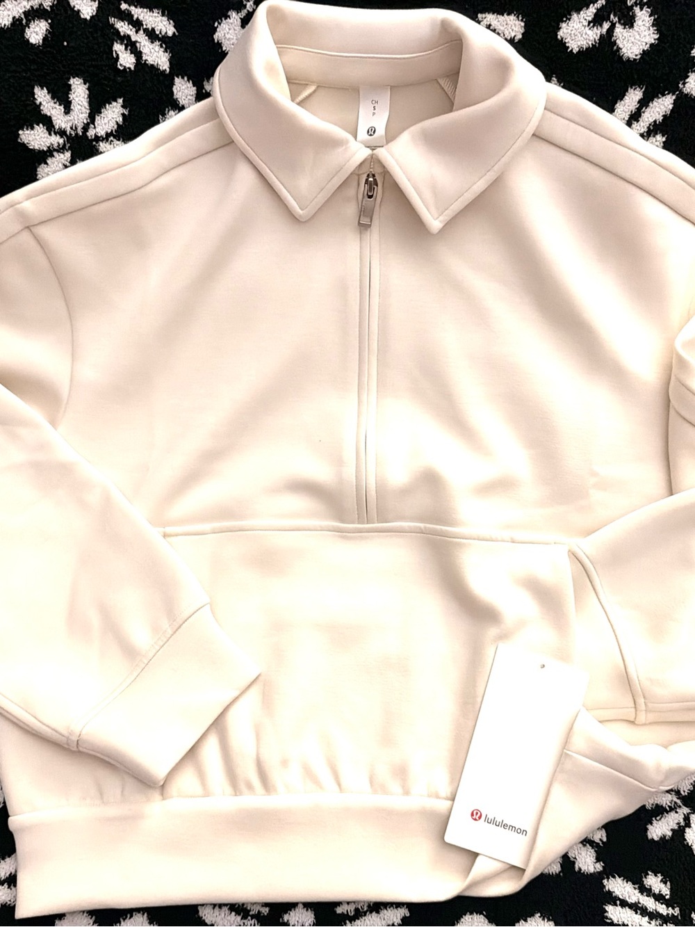 lululemon athletica Cream Half-Zip Cowl Sweater